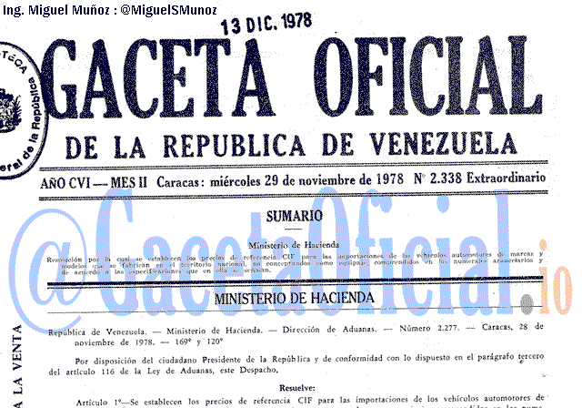 Gaceta Oficial 2338 del 29 Noviembre 1978