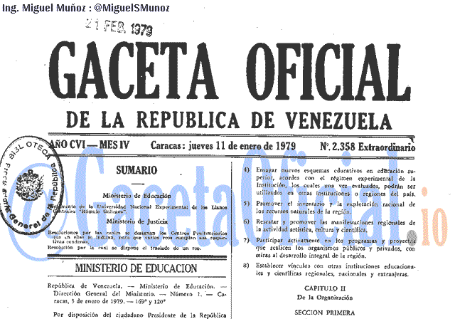 Gaceta Oficial 2358 del 11 Enero 1979