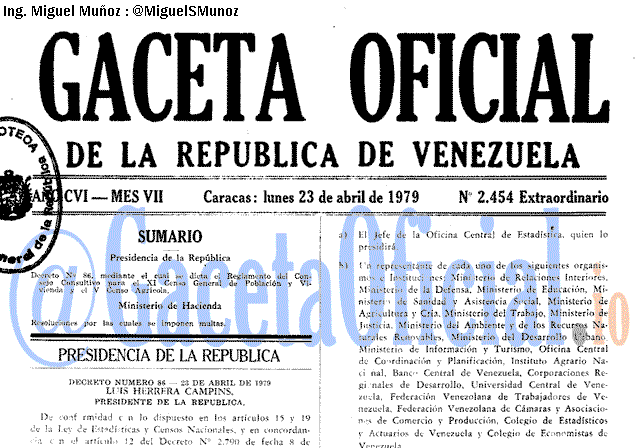 Gaceta Oficial 2454 del 23 Abril 1979