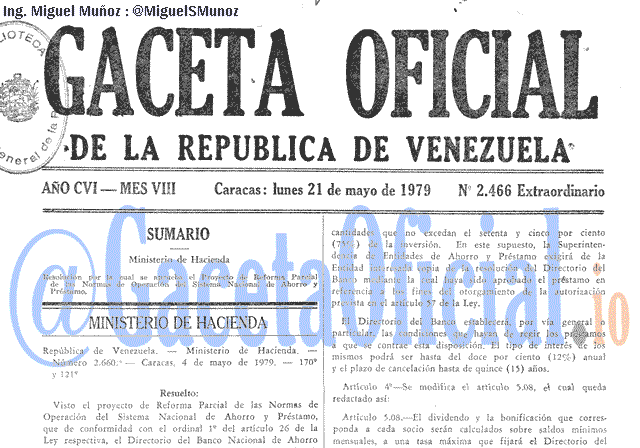 Gaceta Oficial 2466 del 21 Mayo 1979