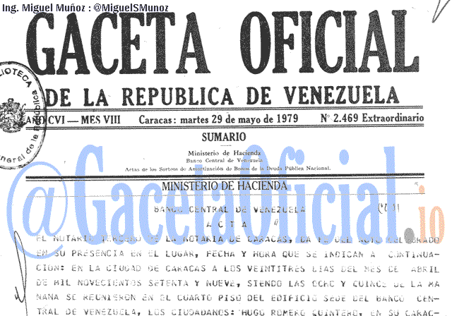 Gaceta Oficial 2469 del 29 Mayo 1979