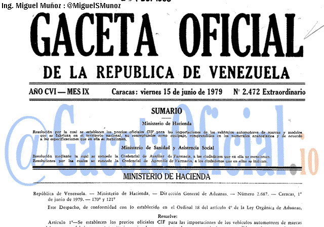 Gaceta Oficial 2472 del 15 Junio 1979