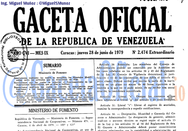 Gaceta Oficial 2474 del 28 Junio 1979