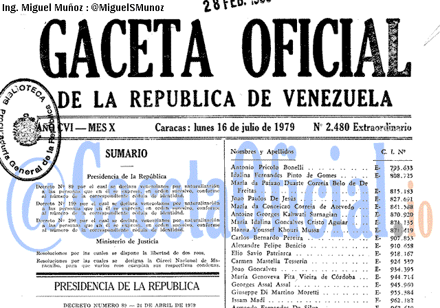 Gaceta Oficial 2480 del 16 Julio 1979