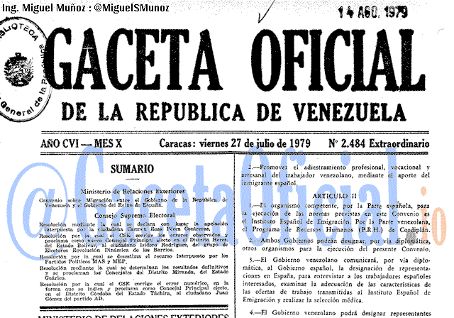 Gaceta Oficial 2484 del 27 Julio 1979