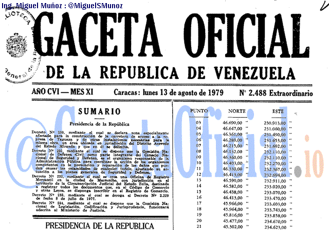 Gaceta Oficial 2488 del 13 Agosto 1979