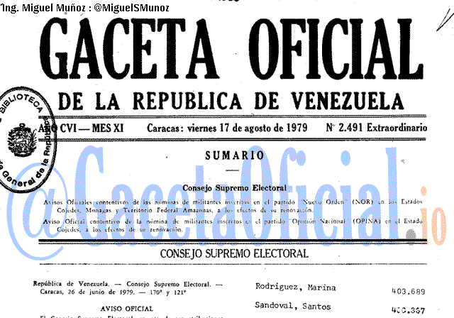 Gaceta Oficial 2491 del 17 Agosto 1979