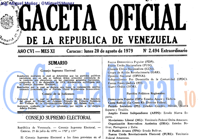 Gaceta Oficial 2494 del 20 Agosto 1979