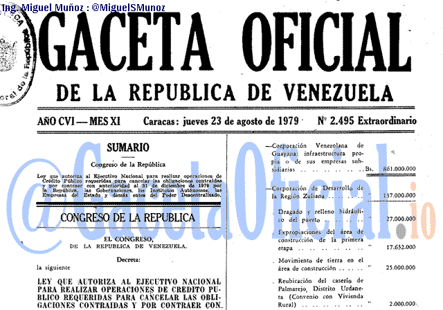 Gaceta Oficial 2495 del 23 Agosto 1979