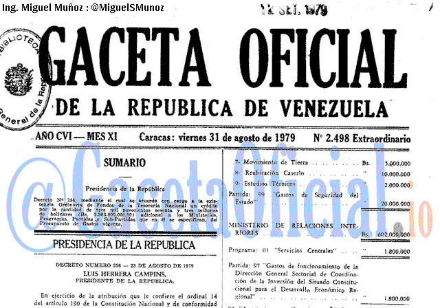 Gaceta Oficial 2498 del 31 Agosto 1979