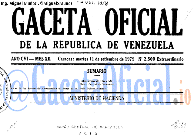 Gaceta Oficial 2500 del 11 Septiembre 1979