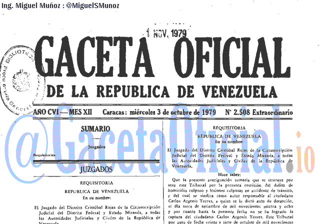 Gaceta Oficial 2508 del 3 Octubre 1979