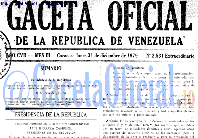 Gaceta Oficial 2531 del 31 Diciembre 1979