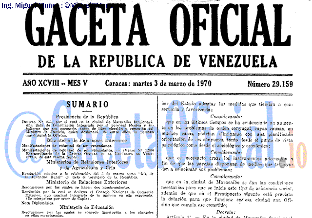 Gaceta Oficial 29159 del 3 Marzo 1970