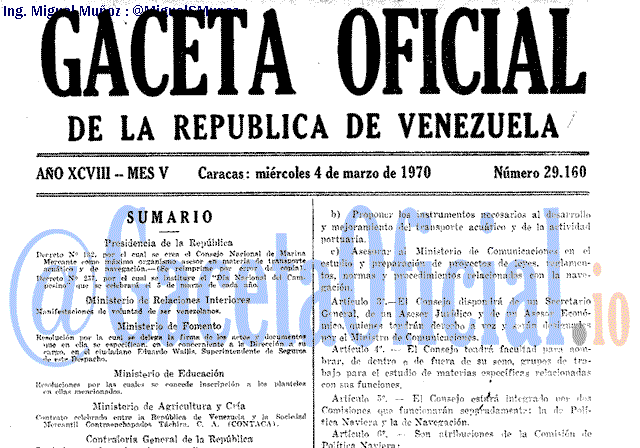 Gaceta Oficial 29160 del 4 Marzo 1970