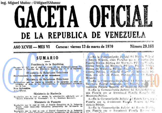 Gaceta Oficial 29168 del 13 Marzo 1970