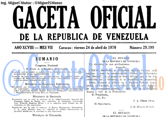 Gaceta Oficial 29199 del 24 Abril 1970