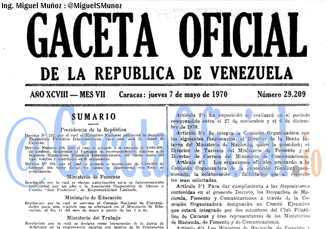 Gaceta Oficial 29209 del 7 Mayo 1970