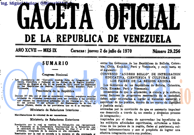 Gaceta Oficial 29256 del 2 Julio 1970