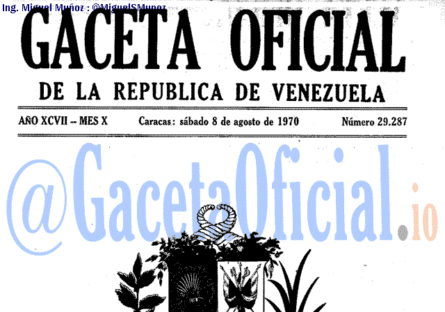 Gaceta Oficial 29287 del 8 Agosto 1970
