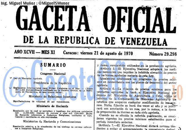 Gaceta Oficial 29298 del 21 Agosto 1970
