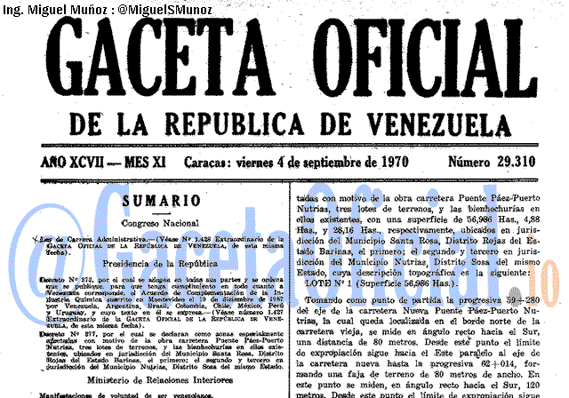 Gaceta Oficial 29310 del 4 Septiembre 1970