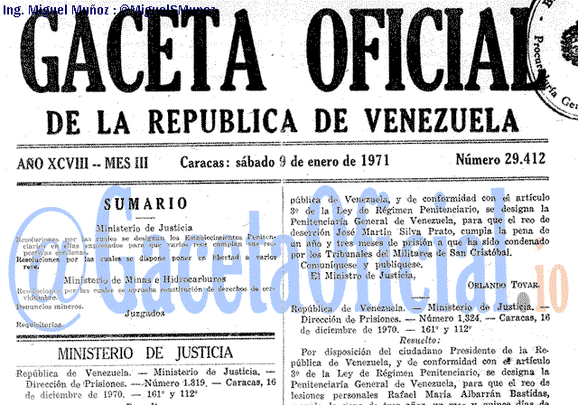 Gaceta Oficial 29412 del 9 Enero 1971