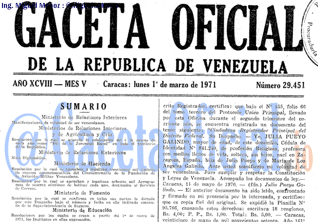 Gaceta Oficial 29451 del 1 Marzo 1971