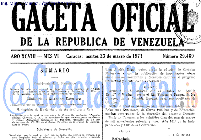 Gaceta Oficial 29469 del 23 Marzo 1971