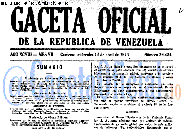 Gaceta Oficial 29484 del 14 Abril 1971