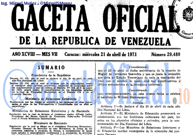 Gaceta Oficial 29489 del 21 Abril 1971