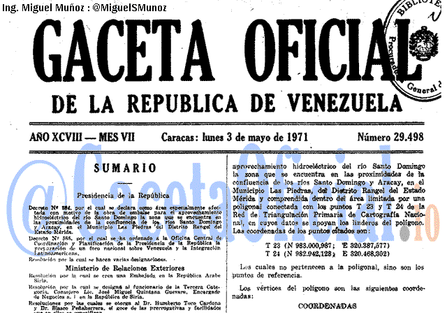 Gaceta Oficial 29498 del 3 Mayo 1971