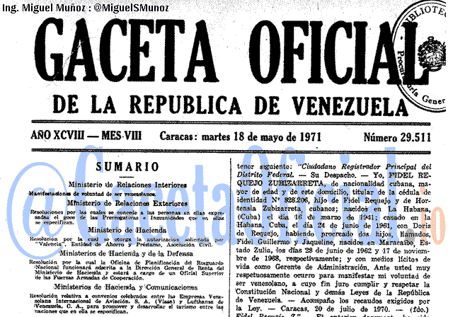 Gaceta Oficial 29511 del 18 Mayo 1971