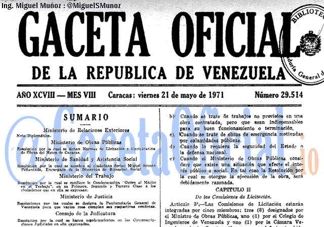 Gaceta Oficial 29514 del 21 Mayo 1971