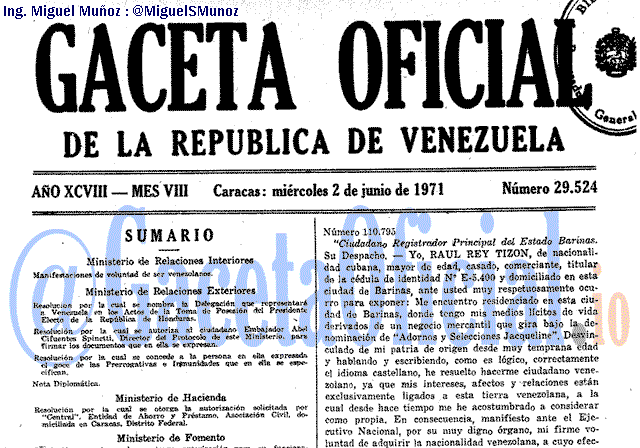 Gaceta Oficial 29524 del 2 Junio 1971