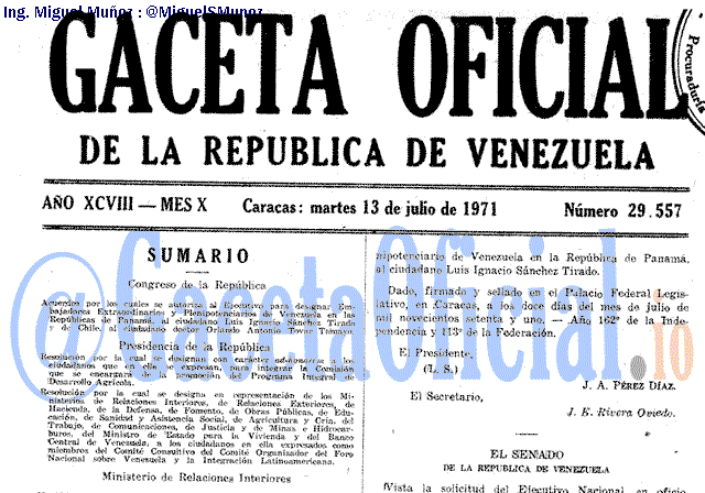 Gaceta Oficial 29557 del 13 Julio 1971
