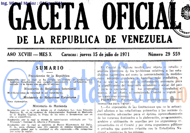 Gaceta Oficial 29559 del 15 Julio 1971