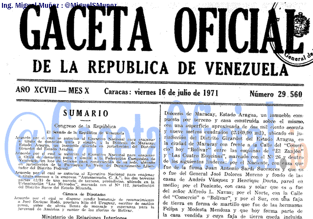 Gaceta Oficial 29560 del 16 Julio 1971