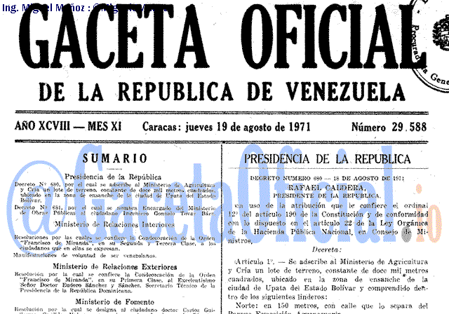 Gaceta Oficial 29588 del 19 Agosto 1971