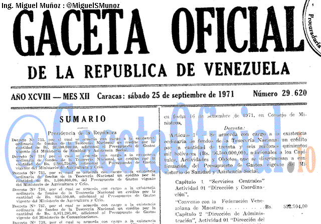 Gaceta Oficial 29620 del 25 Septiembre 1971