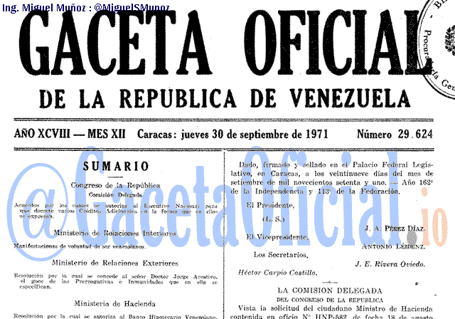 Gaceta Oficial 29624 del 30 Septiembre 1971