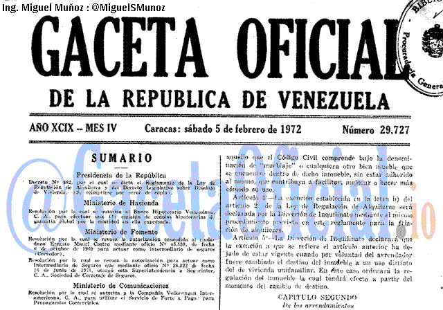 Gaceta Oficial 29727 del 5 Febrero 1972