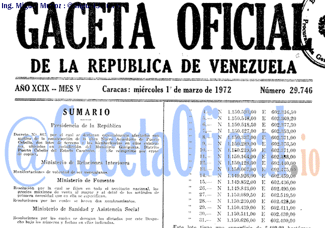 Gaceta Oficial 29746 del 1 Marzo 1972