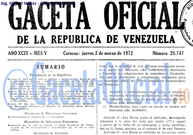 Gaceta Oficial 29747 del 2 Marzo 1972