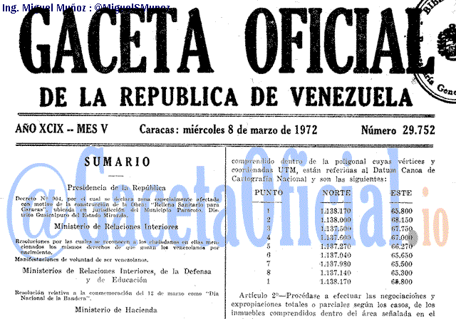 Gaceta Oficial 29752 del 8 Marzo 1972
