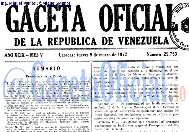 Gaceta Oficial 29753 del 9 Marzo 1972