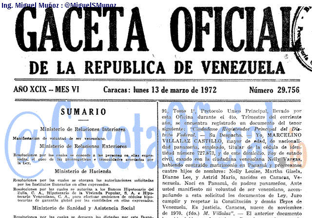 Gaceta Oficial 29756 del 13 Marzo 1972
