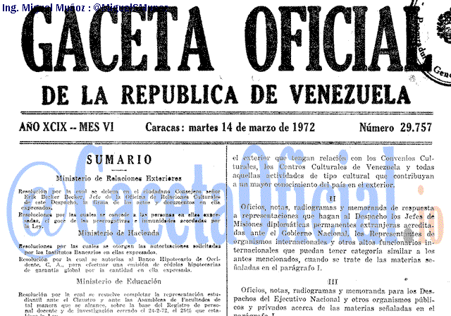 Gaceta Oficial 29757 del 14 Marzo 1972