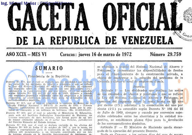 Gaceta Oficial 29759 del 16 Marzo 1972