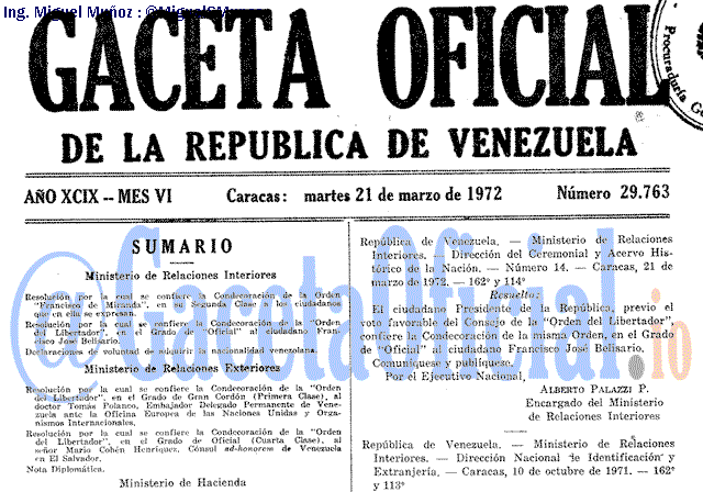 Gaceta Oficial 29763 del 21 Marzo 1972